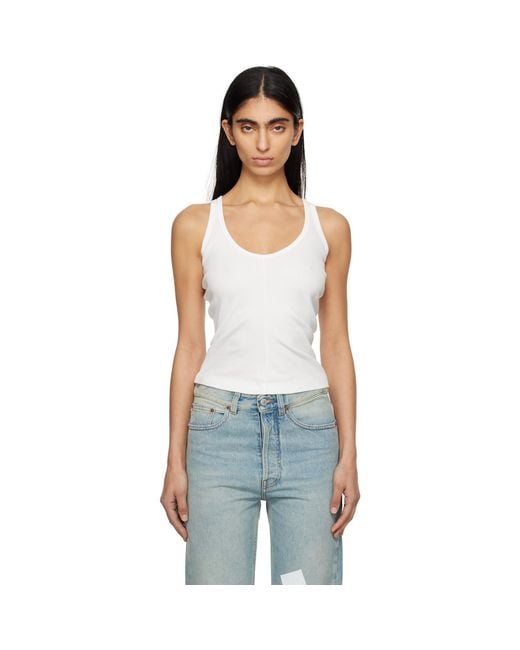 MM6 by Maison Margiela Black Cotton Ribbed Tank Top