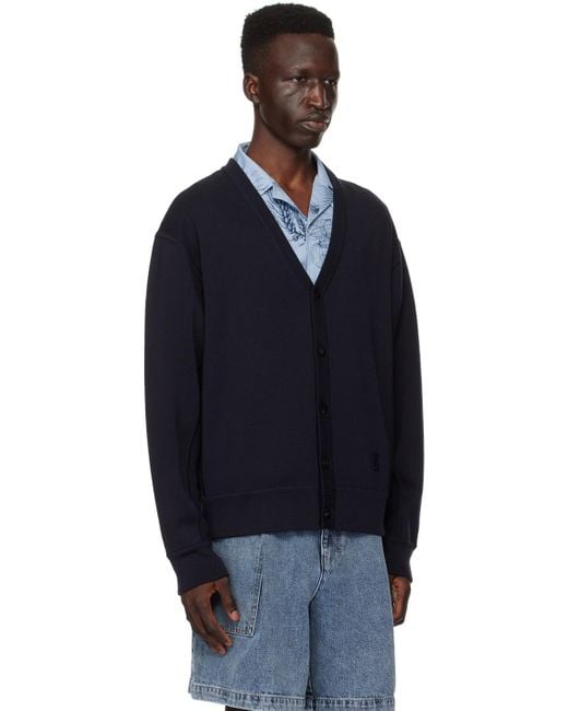Wooyoungmi Blue Navy Y-neck Cardigan for men