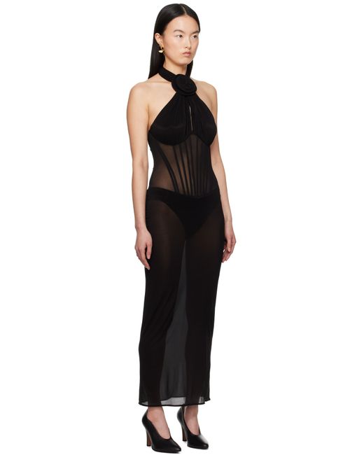 Magda Butrym ブラック シアー ホルター ビスチェ ミディアムドレス Black