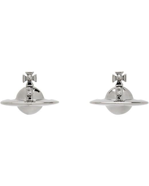 Vivienne Westwood Black Solid Orb Earrings for men