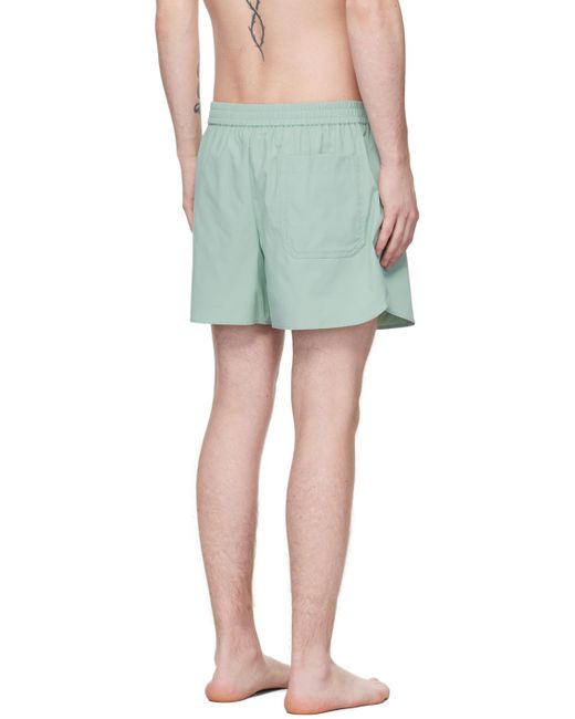 Acne Green Embroidered Swim Shorts for men