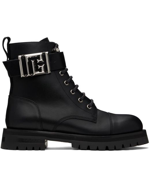 Balmain Black Charlie Leather Ranger Boots for men