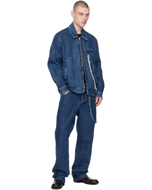 Song For The Mute Blue Long Work Jeans for men