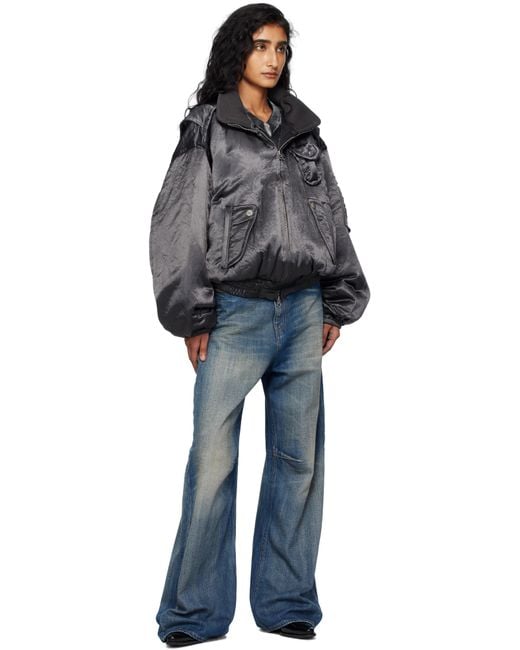 paper like crop bomber open yy ブラック　ブルゾン OPEN YY Black Paper Like Crop Bomber Jacket OPEN YY