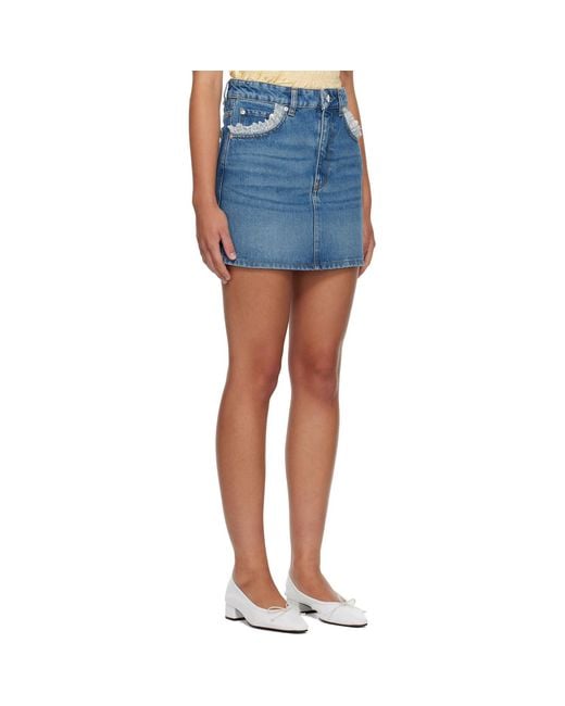 Ganni Blue Rigid Denim Miniskirt