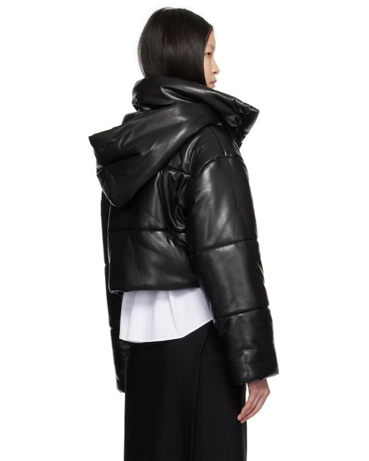 Nanushka Black Aveline Vegan Leather Puffer Jacket