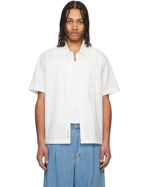 メンズ DUNST ホワイト ジャカード カラー シャツ White