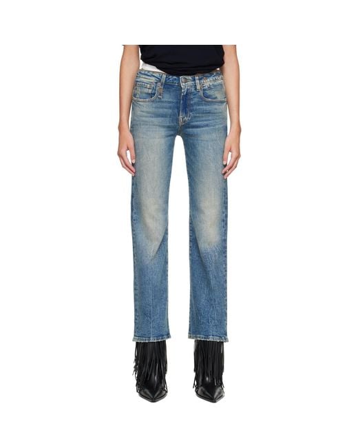 R13 Blue Joan Cropped Flare Jeans