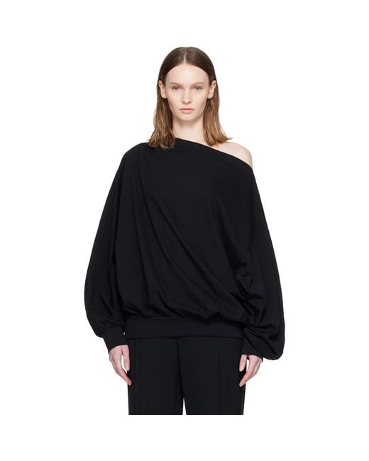 MM6 by Maison Margiela Black Long-Sleeved Asymmetric Top