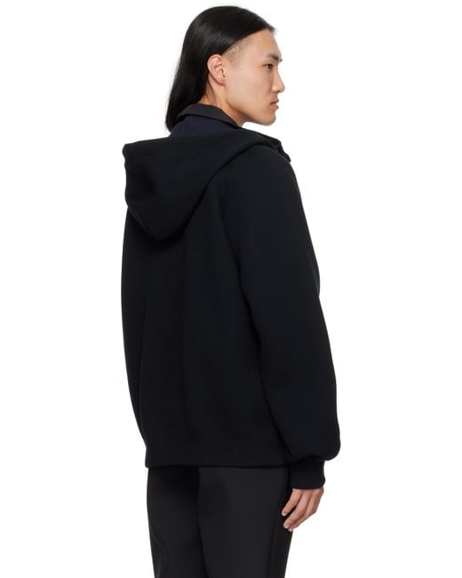 Sacai Black Sponge Sweat & Grosgrain Hoodie for men