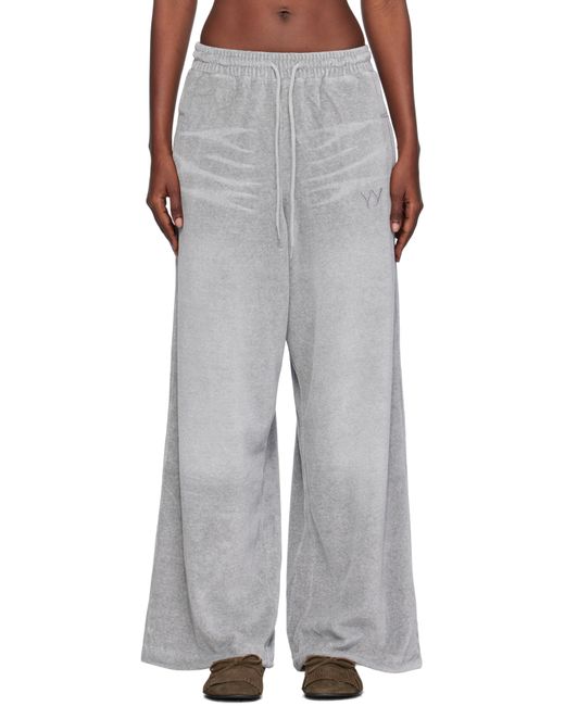 OPEN YY Velour Wide Lounge Pants in Gray | Lyst