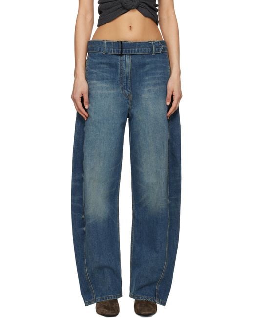 Magda Butrym Blue Belted Loose Leg Jeans