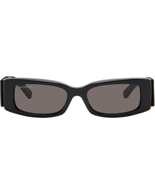 Balenciaga Black Rectangular Sunglasses for men