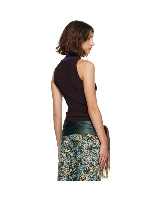 Dries Van Noten Black Ribbed Tank Top