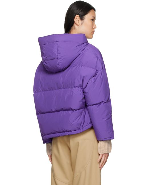 Yves Salomon Purple Hooded Reversible Down Jacket