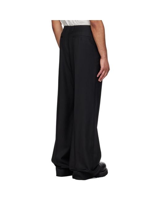 MATIERES FECALES Black Wool Trousers for men
