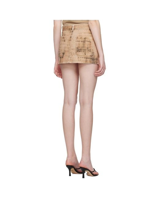 Blumarine Natural Tan Cargo Denim Miniskirt