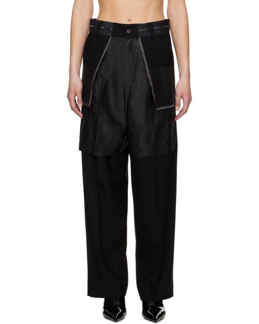 Feng Chen Wang Black Deconstructed Patchwork Trousers