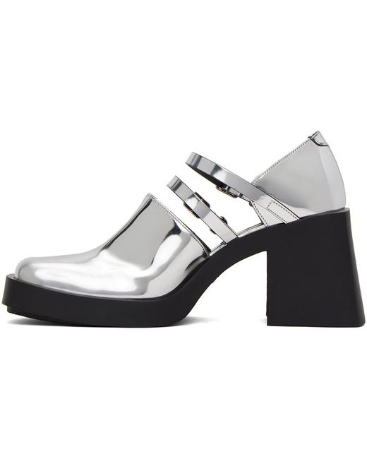 Chaussures charles ix à talon bottier jennie argentées Justine Clenquet en coloris Black