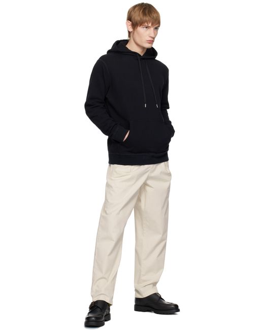 Sunspel Black Loopback Hoodie for men