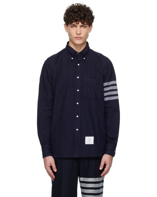 Thom Browne Blue Thom E Flannel 4-bar Shirt for men