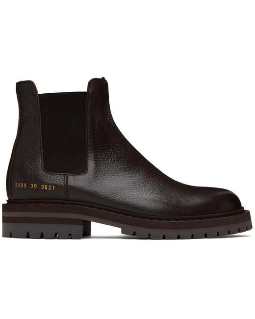 Common Projects Black Brown Stamped Chelsea Boots for men