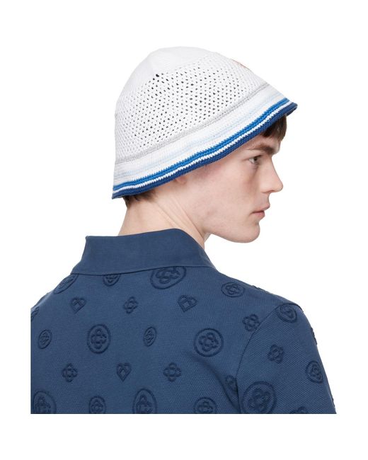 Casablanca Blue Mesh Stripe Crochet Hat for men