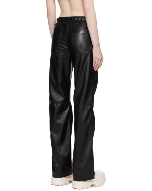 MSGM Black Paneled Faux-leather Trousers