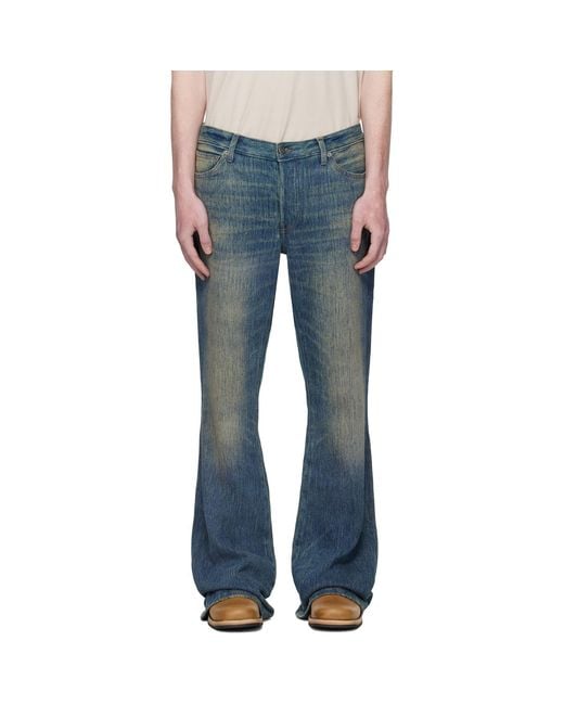 Cout de la Liberte Blue Jimmy Twill Yarn Dye Flare Leg Jeans for men