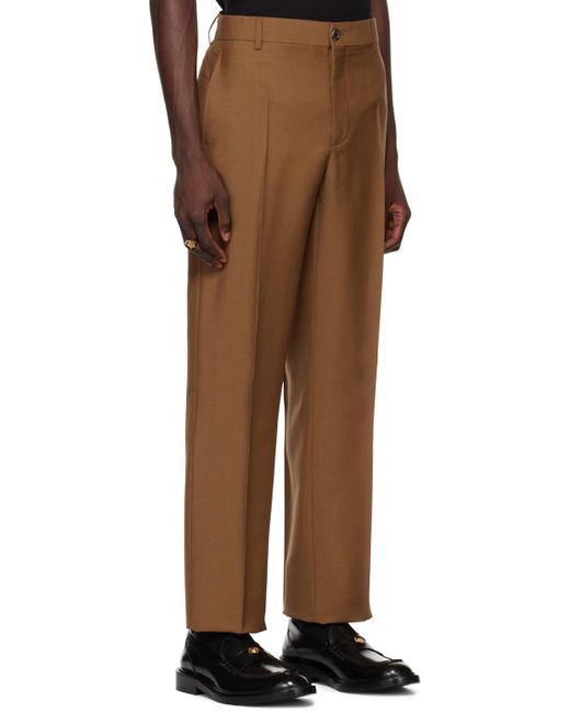 Versace Brown Tan Tapered Trousers for men