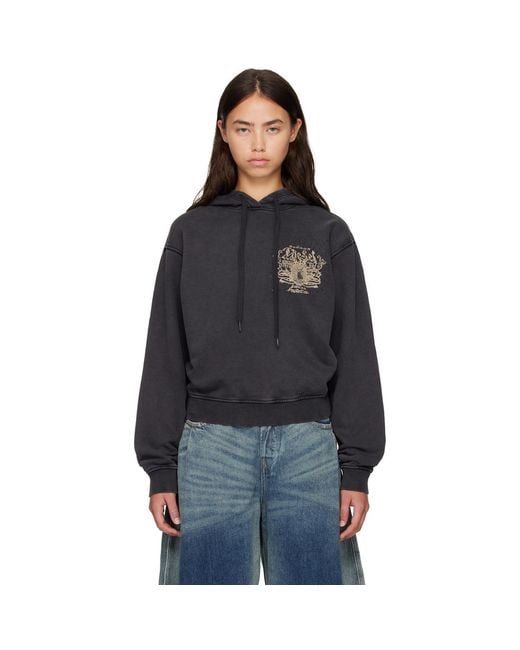 DIESEL Black Prints & Rhinestone Studs Hoodie