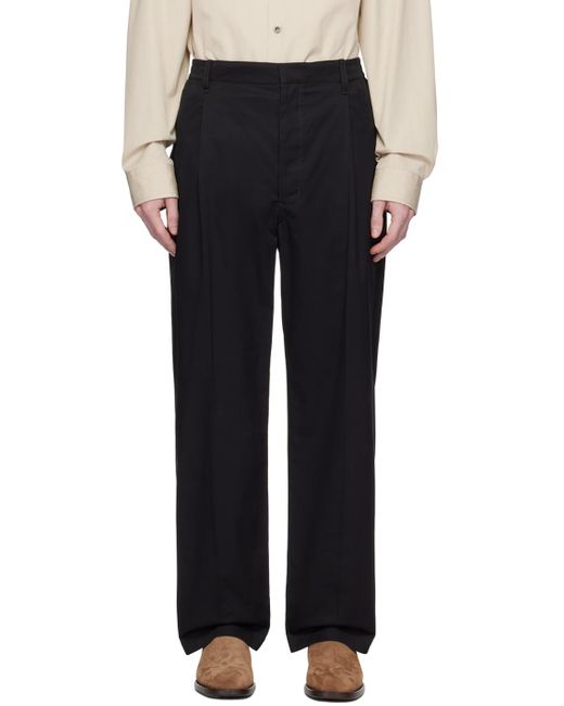Lemaire Black Easy Pleated Trousers for men