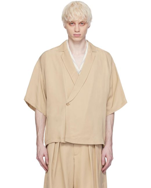 King & Tuckfield Natural Notch Collar Wrap Shirt for men