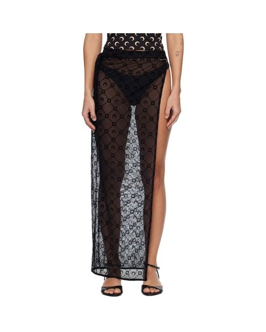 MARINE SERRE Black Moonogram Meshflock Cover-Up Skirt