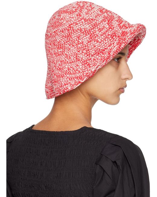 Ganni Blue Red & White Crochet Bucket Hat