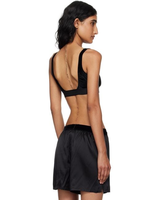 Tom Ford Black Stretch Lustrous Velour Signature Bralette