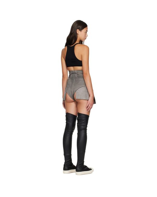 Rick Owens Gray Tower Dirt Cutoff Denim Shorts
