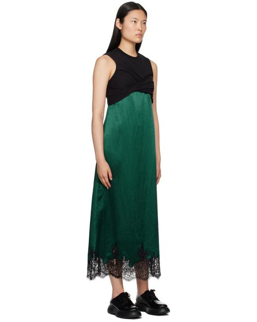 3.1 Phillip Lim Black & Green Twisted Midi Dress