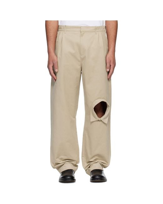Charles Jeffrey Natural Shirt Collar Chino Trousers for men