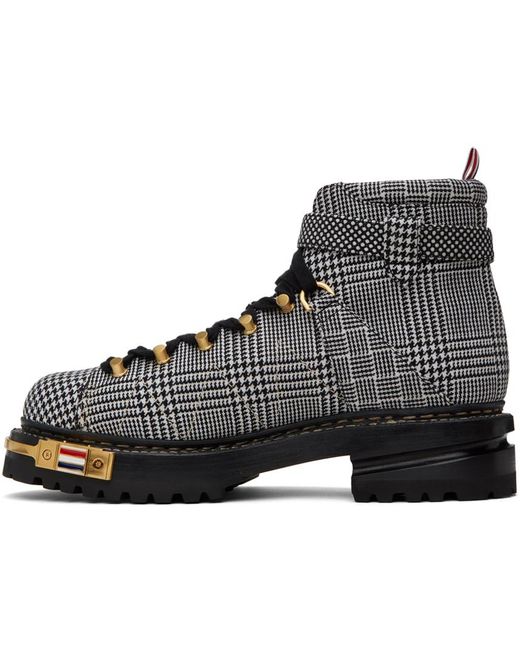 Thom Browne Black & White Engineered Hiking Boots for men