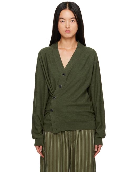 Lemaire Green Relaxed Twisted Cardigan