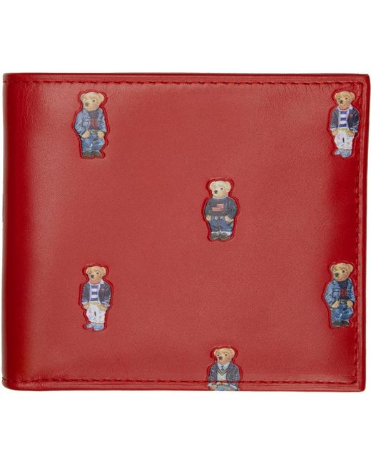 Polo Ralph Lauren Leather Polo Bear Wallet in Red for Men | Lyst UK