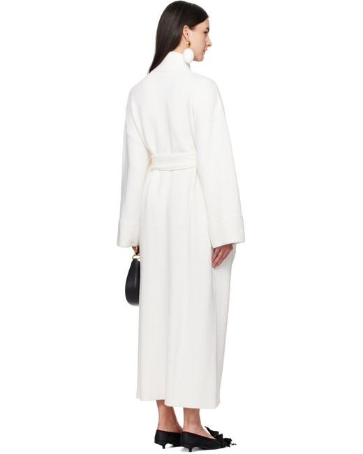 【関税込み】Moschino オフホワイト Breakfast ロングコート Moschino: Off-White Breakfast Long Coat | SSENSE 日本