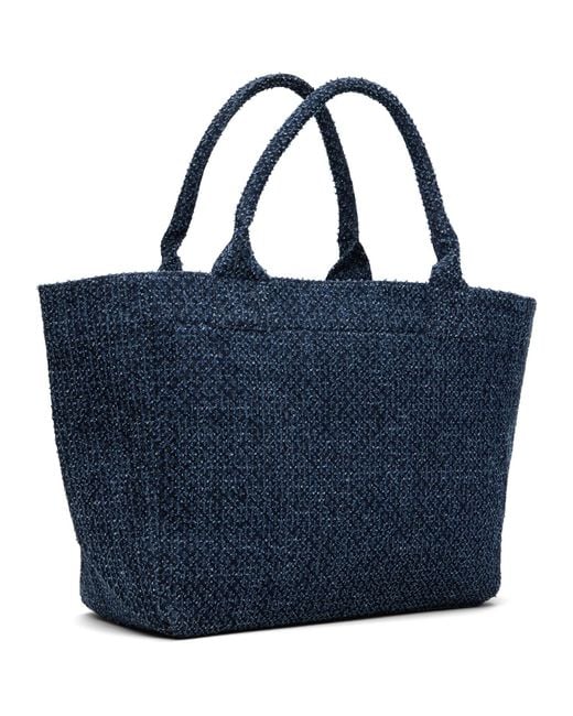 Ganni Blue Medium Trapeze Bear Denim Shopper Tote
