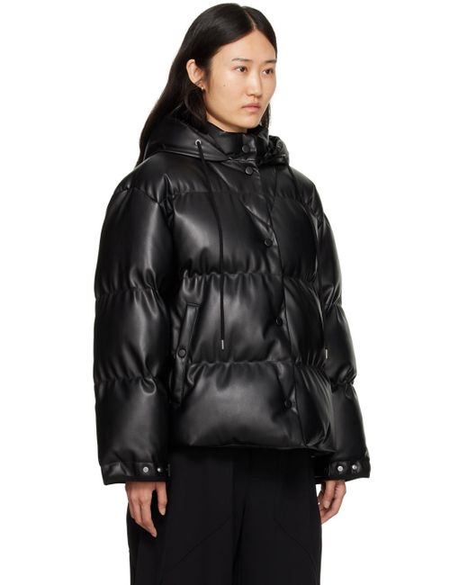 Stella McCartney Black Press-stud Faux-leather Puffer Jacket