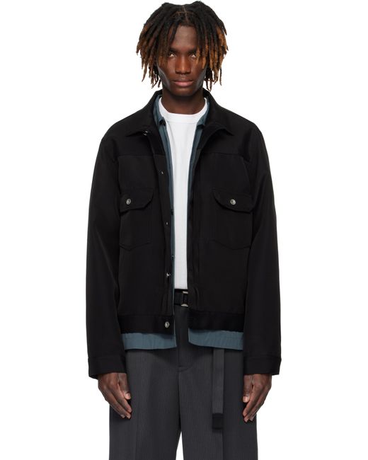 最新 Silk Double-Faced Sacai Cotton Men for Black in Jacket ジャケット・アウター