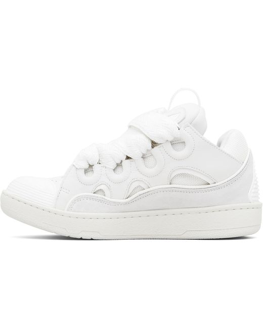 Lanvin Black Off- Leather Curb Sneakers for men