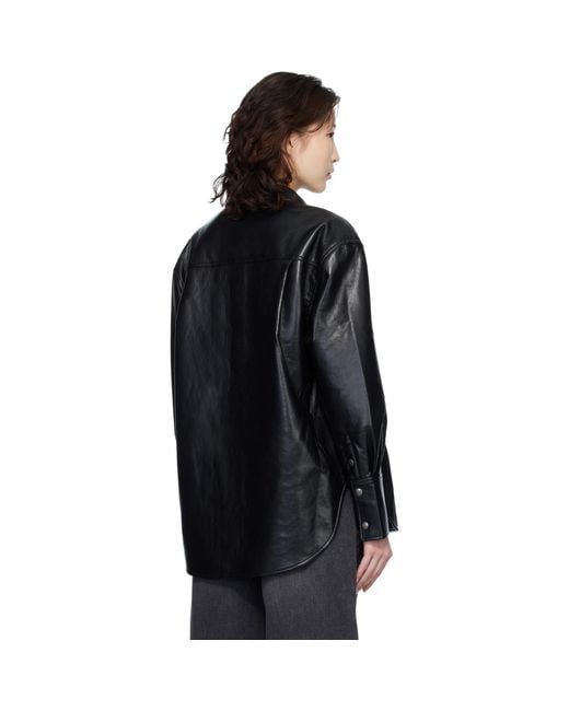 Anine Bing Black Dante Regenerated Leather Shirt