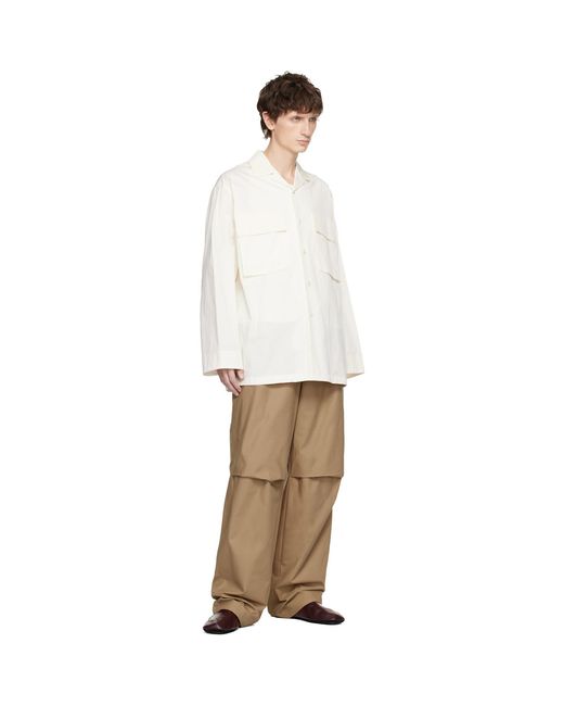Jil Sander Cotton Trousers in Natural for Men | Lyst