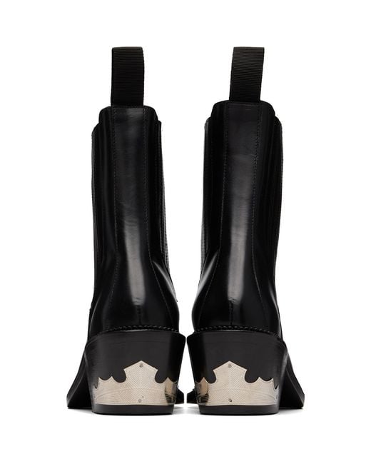Toga Virilis Black Hard Leather Chelsea Boots for men